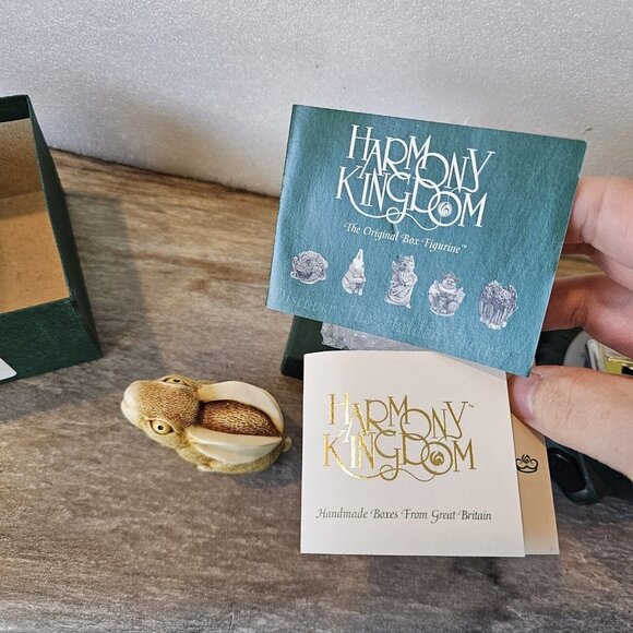 Vintage Harmony Kingdom Rabbit Bunny Trinket Box Figurine All Ears #TJRA England - Picture 3 of 10